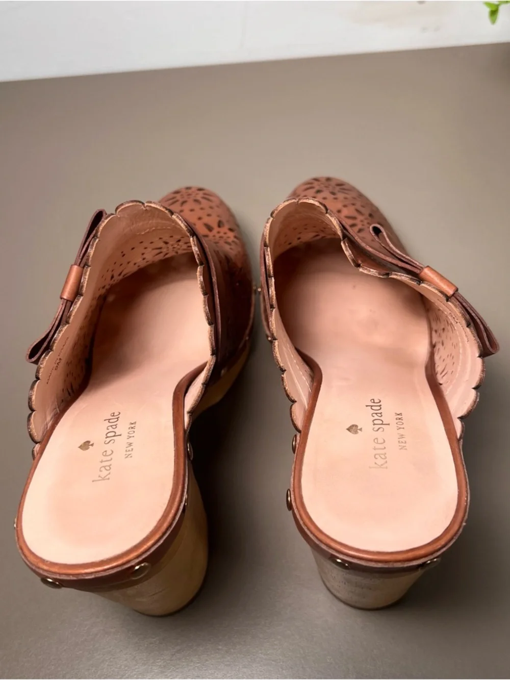 Kate Spade Cala Brown Leather Heel Clogs Women’s Size 9 - Picture 8 of 9